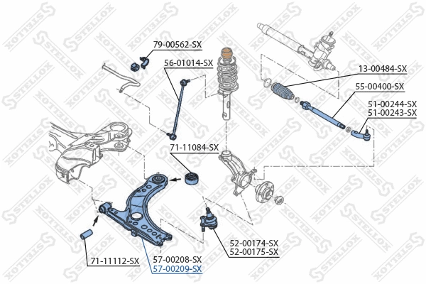 Control/Trailing Arm, wheel suspension (57-00209-SX)