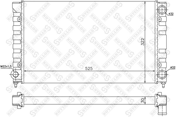 Radiator, engine cooling (10-26574-SX)