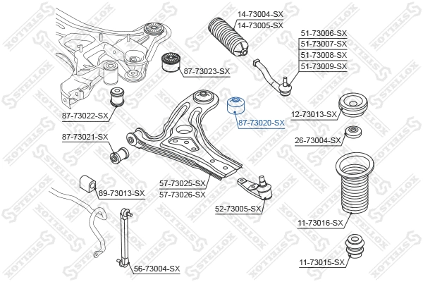 Mounting, control/trailing arm (87-73020-SX)