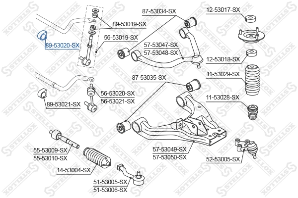 Mounting, stabiliser bar (89-53020-SX)