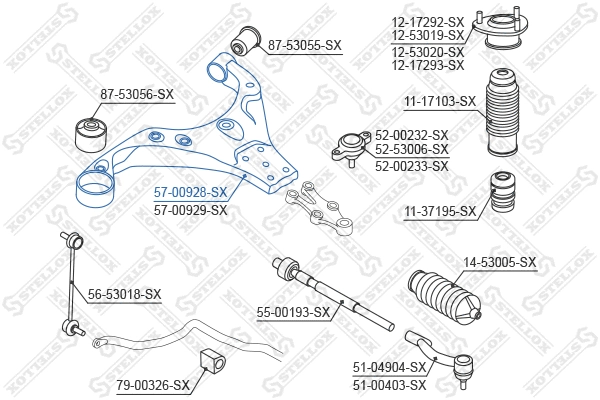 Control/Trailing Arm, wheel suspension (57-00928-SX)
