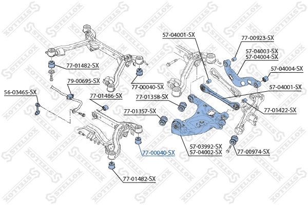 Mounting, control/trailing arm (77-00040-SX)