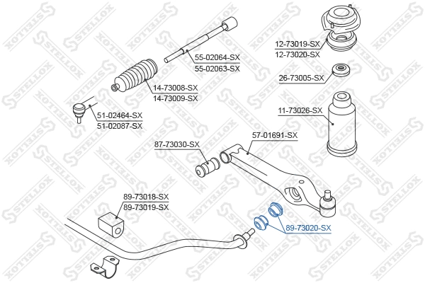 Mounting, stabiliser bar (89-73020-SX)