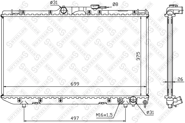 Radiator, engine cooling (10-25115-SX)