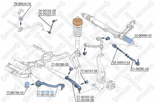 Control/Trailing Arm, wheel suspension (57-00194-SX)