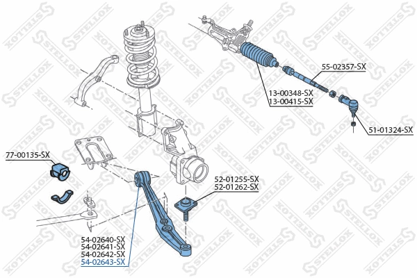 Control/Trailing Arm, wheel suspension (54-02643-SX)