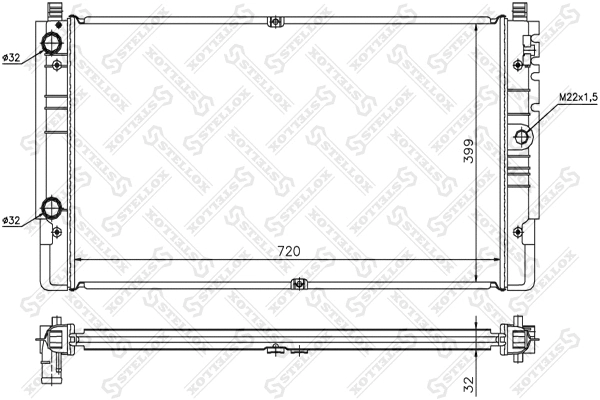 Radiator, engine cooling (10-26422-SX)