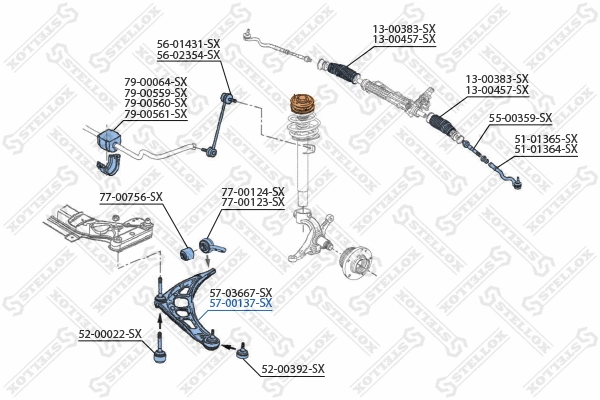 Control/Trailing Arm, wheel suspension (57-00137-SX)