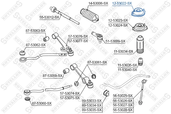 Suspension Strut Support Mount (12-53022-SX)