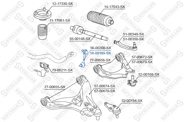 Link/Coupling Rod, stabiliser bar (56-00199-SX)