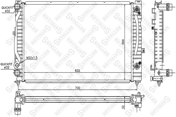 Radiator, engine cooling (10-25063-SX)