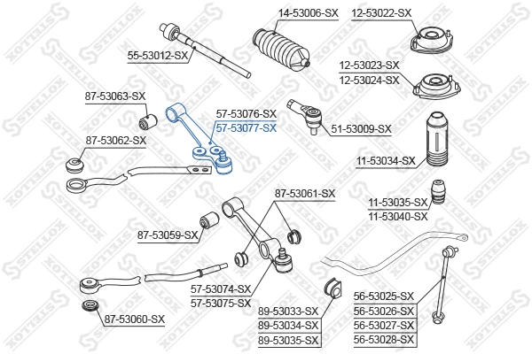 Control/Trailing Arm, wheel suspension (57-53077-SX)