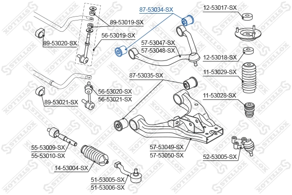 Mounting, control/trailing arm (87-53034-SX)
