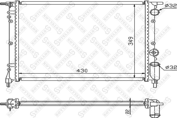 Radiator, engine cooling (10-25106-SX)