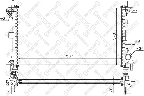 Radiator, engine cooling (10-25130-SX)