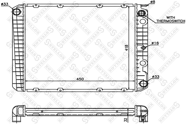 Radiator, engine cooling (10-25253-SX)