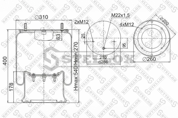 Bellow, air suspension (90-40281-SX)