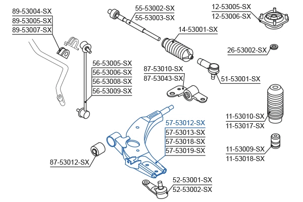 Control/Trailing Arm, wheel suspension (57-53012-SX)