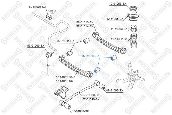 Mounting, control/trailing arm (87-51010-SX)
