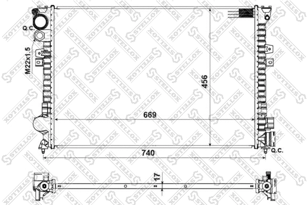 Radiator, engine cooling (10-25028-SX)