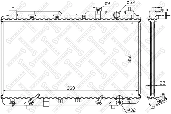 Radiator, engine cooling (10-25050-SX)