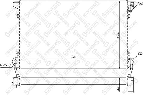 Radiator, engine cooling (10-25001-SX)