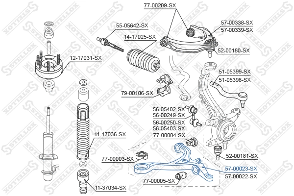 Control/Trailing Arm, wheel suspension (57-00023-SX)