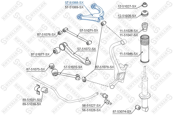 Control/Trailing Arm, wheel suspension (57-51068-SX)