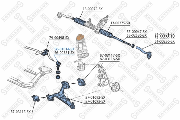 Link/Coupling Rod, stabiliser bar (56-01014-SX)