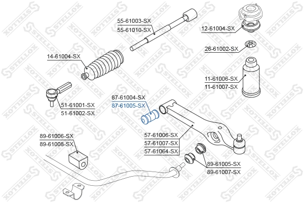 Mounting, control/trailing arm (87-61005-SX)