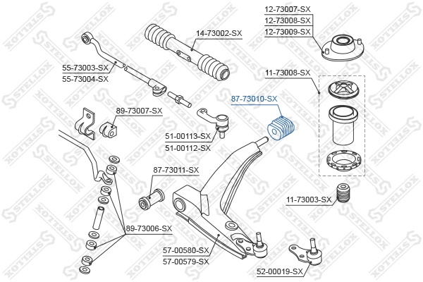 Mounting, control/trailing arm (87-73010-SX)