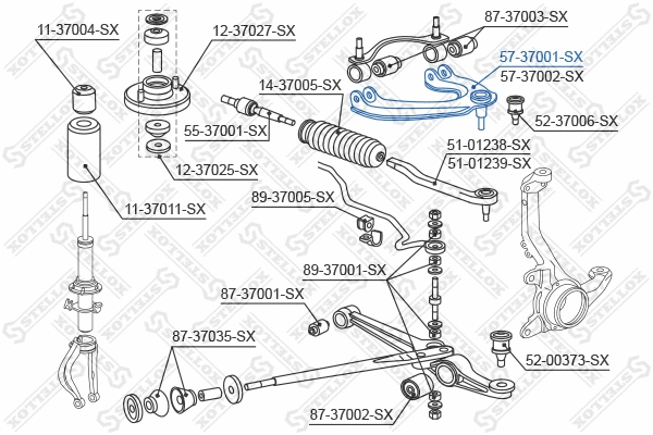Control/Trailing Arm, wheel suspension (57-37001-SX)