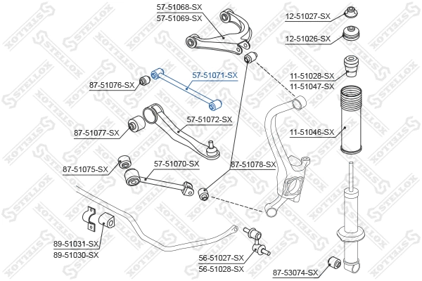 Control/Trailing Arm, wheel suspension (57-51071-SX)