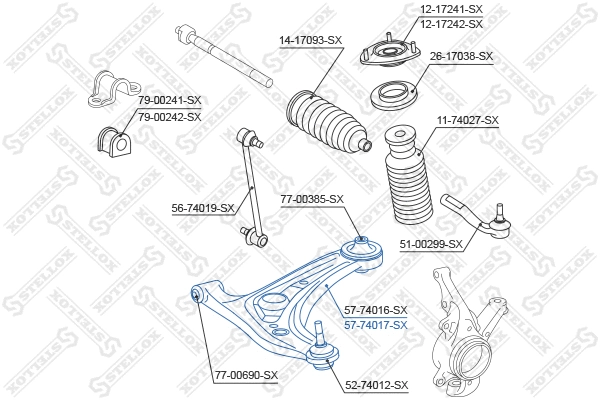 Control/Trailing Arm, wheel suspension (57-74017-SX)