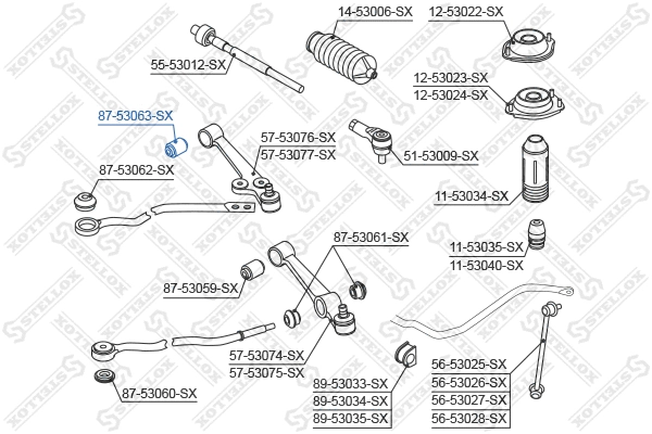 Mounting, control/trailing arm (87-53063-SX)