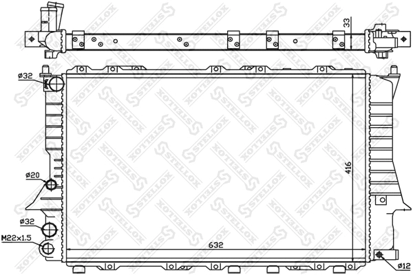 Radiator, engine cooling (10-25018-SX)