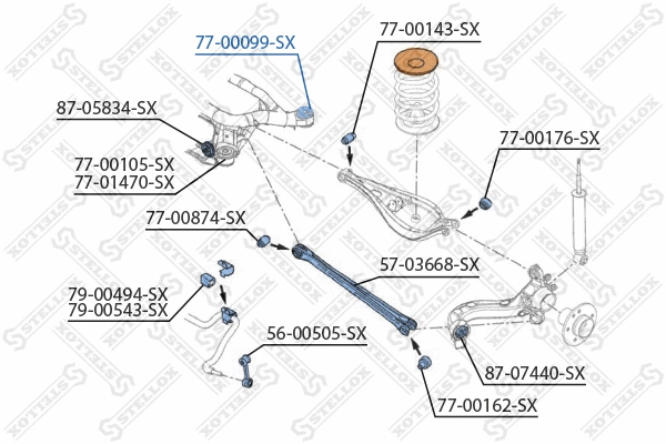 Mounting, control/trailing arm (77-00099-SX)