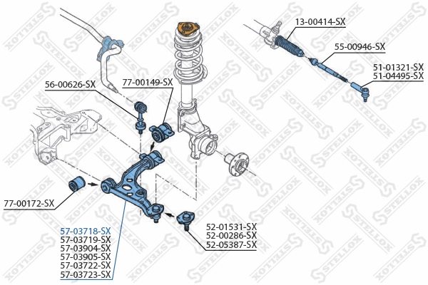 Control/Trailing Arm, wheel suspension (57-03718-SX)