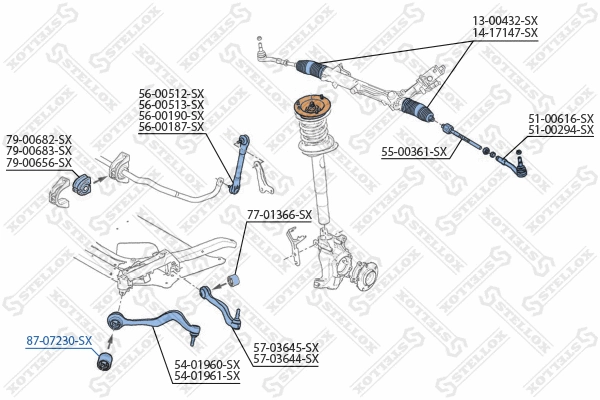 Mounting, control/trailing arm (87-07230-SX)