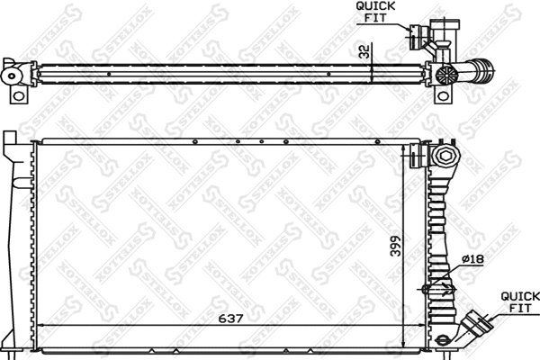 Radiator, engine cooling (10-25025-SX)