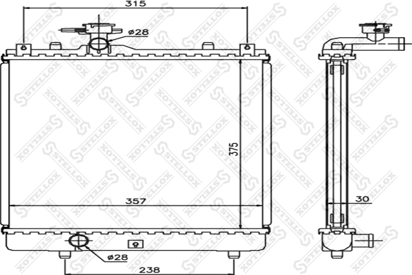 Radiator, engine cooling (10-25407-SX)