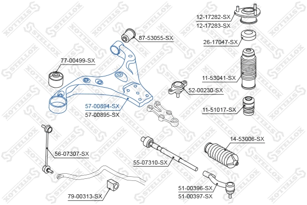 Control/Trailing Arm, wheel suspension (57-00894-SX)