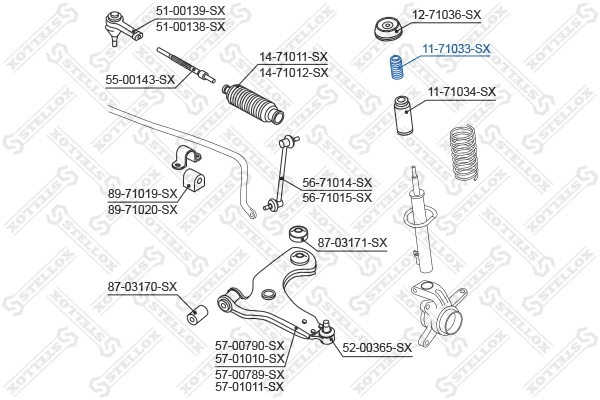 Rubber Buffer, suspension (11-71033-SX)