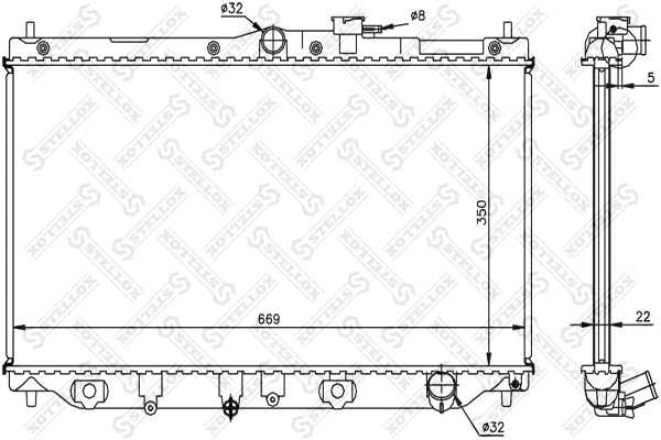 Radiator, engine cooling (10-25032-SX)