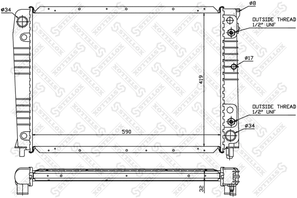 Radiator, engine cooling (10-26449-SX)