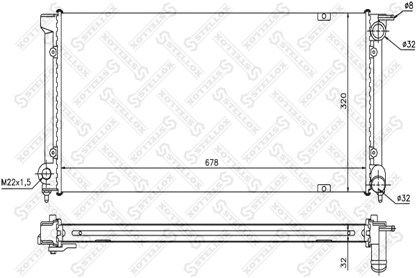 Radiator, engine cooling (10-25012-SX)