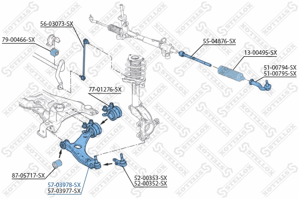 Control/Trailing Arm, wheel suspension (57-03978-SX)
