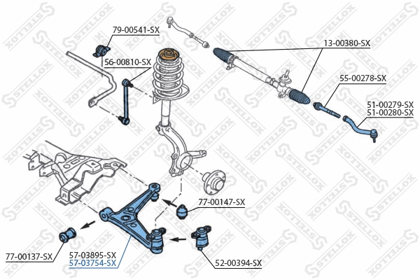 Control/Trailing Arm, wheel suspension (57-03754-SX)