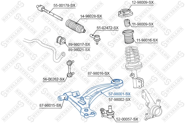 Control/Trailing Arm, wheel suspension (57-98001-SX)