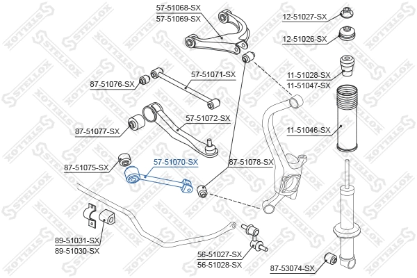 Control/Trailing Arm, wheel suspension (57-51070-SX)